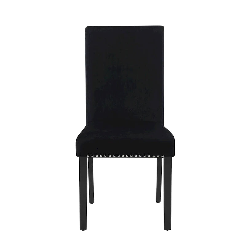 Sedia da pranzo in velluto grigio/nero/blu, con borchie, set da 2
