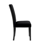 Sedia da pranzo in velluto grigio/nero/blu, con borchie, set da 2