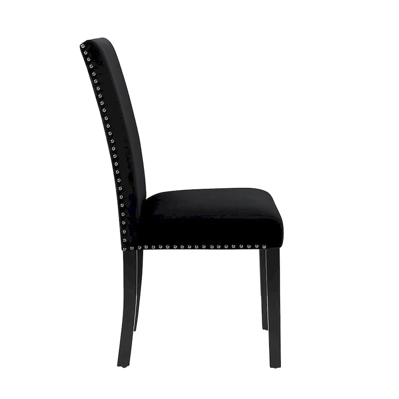 Sedia da pranzo in velluto grigio/nero/blu, con borchie, set da 2