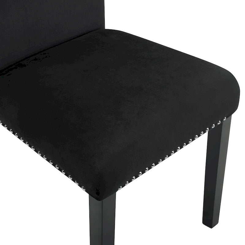 Sedia da pranzo in velluto grigio/nero/blu, con borchie, set da 2