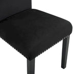 Sedia da pranzo in velluto grigio/nero/blu, con borchie, set da 2