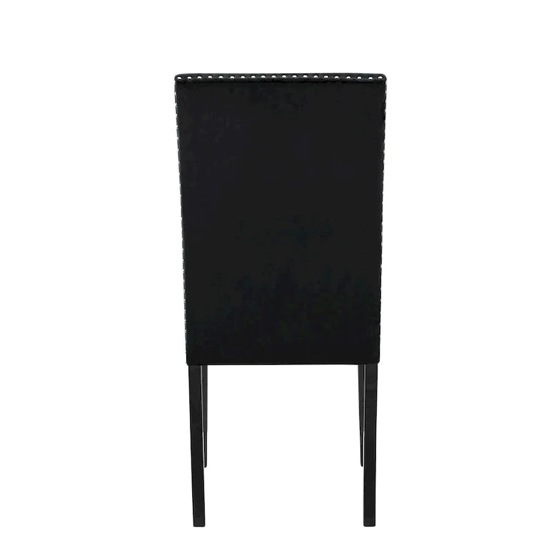 Sedia da pranzo in velluto grigio/nero/blu, con borchie, set da 2