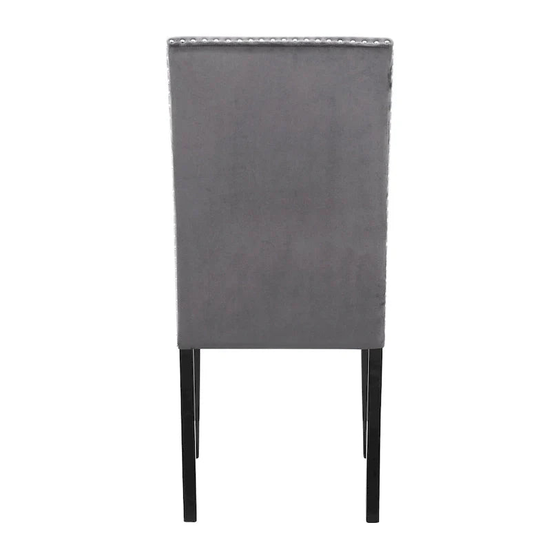 Sedia da pranzo in velluto grigio/nero/blu, con borchie, set da 2