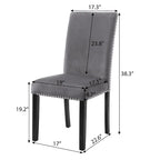 Sedia da pranzo in velluto grigio/nero/blu, con borchie, set da 2