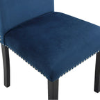 Sedia da pranzo in velluto grigio/nero/blu, con borchie, set da 2