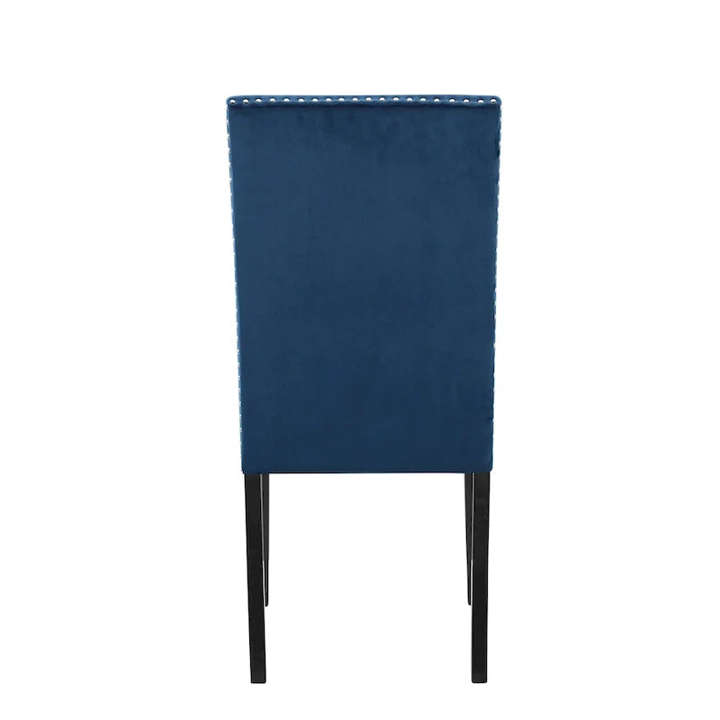 Sedia da pranzo in velluto grigio/nero/blu, con borchie, set da 2
