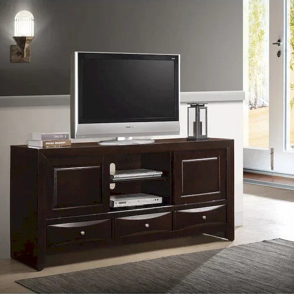 Testiera a libreria con base a piattaforma con contenitore Dark Cherry – King/Queen
