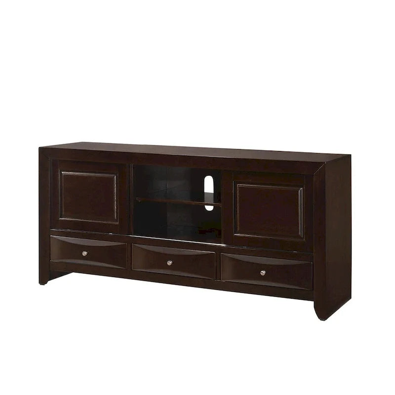 Testiera a libreria con base a piattaforma con contenitore Dark Cherry – King/Queen