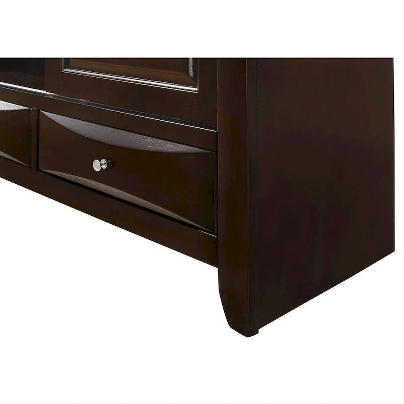 Testiera a libreria con base a piattaforma con contenitore Dark Cherry – King/Queen
