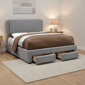 Letto a contenitore grigio King size con pediera a 2 cassetti, imbottito, per 2 persone