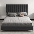 Struttura Letto a Righe in Velluto Grigio con Testiera Regolabile – Matrimoniale/Queen