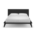 Naturale / Noce / Nero / Cuoio – Letto a piattaforma con testiera alta, King, 2 persone