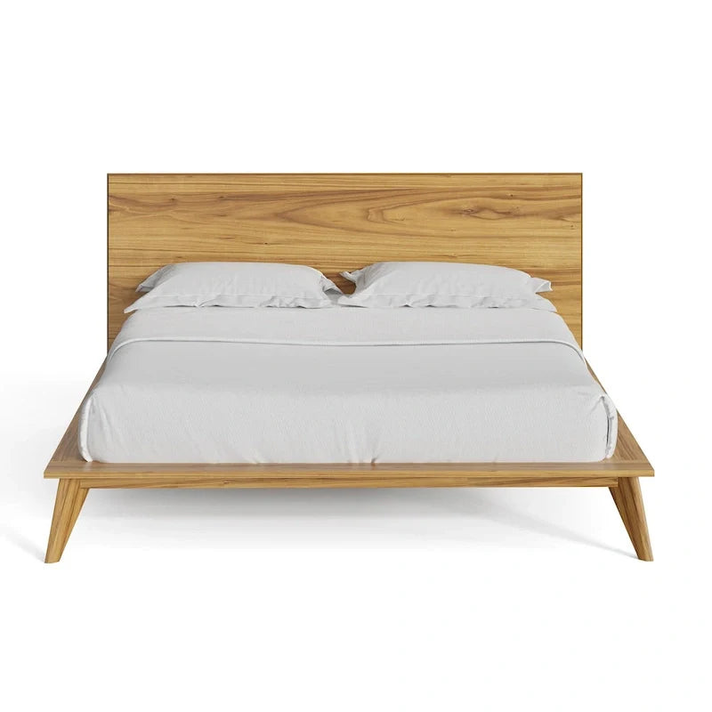 Naturale / Noce / Nero / Cuoio – Letto a piattaforma con testiera alta, King, 2 persone