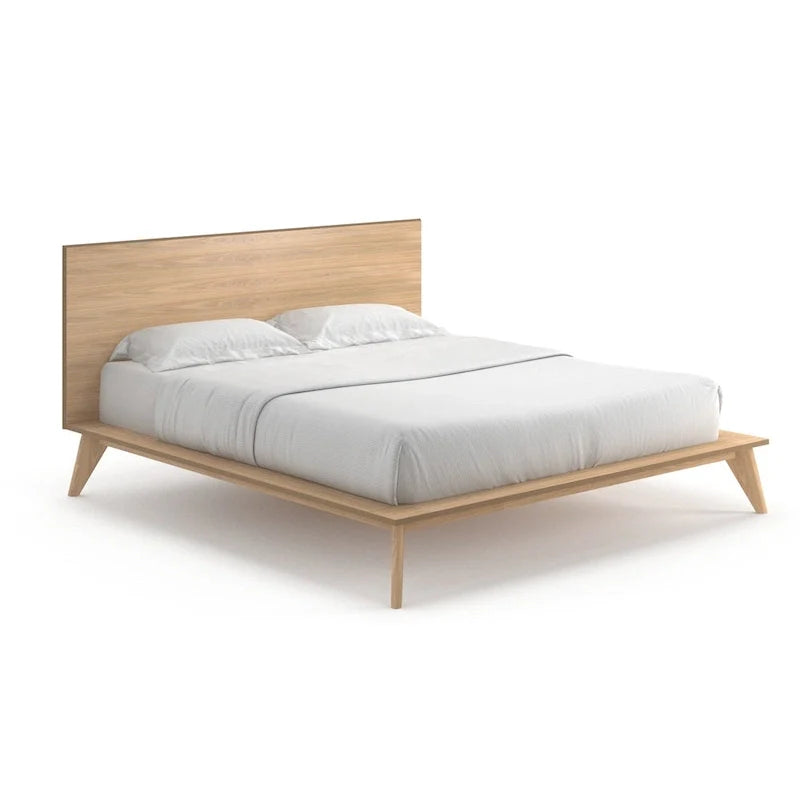 Naturale / Noce / Nero / Cuoio – Letto a piattaforma con testiera alta, King, 2 persone