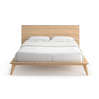 Naturale / Noce / Nero / Cuoio – Letto a piattaforma con testiera alta, King, 2 persone