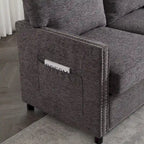 Divanetto 2 posti in ciniglia grigio/beige con tasche portaoggetti