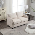 Divanetto 2 posti in ciniglia grigio/beige con tasche portaoggetti