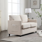 Divanetto 2 posti in ciniglia grigio/beige con tasche portaoggetti