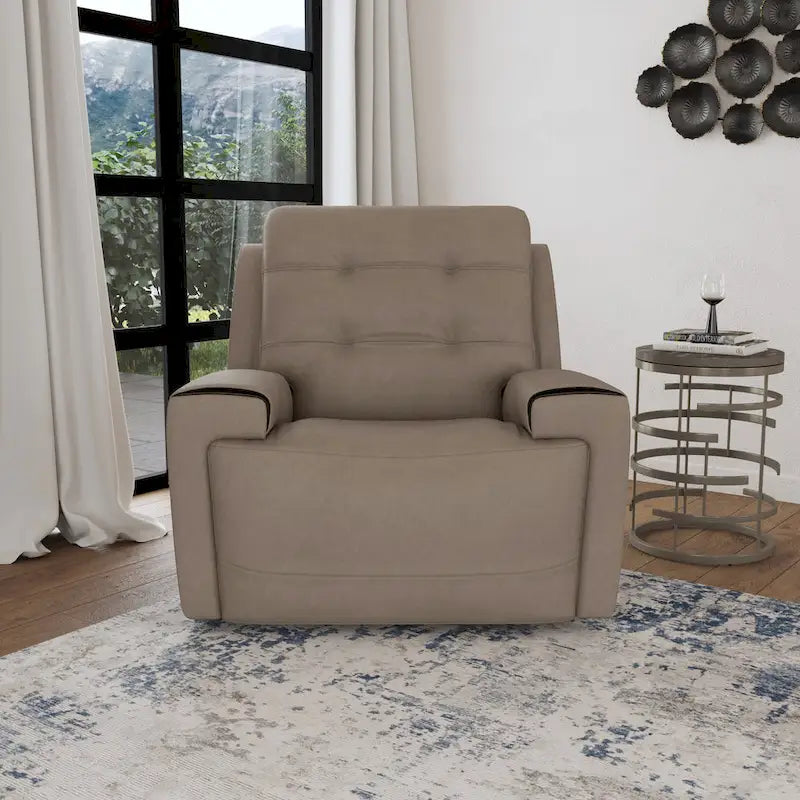 Poltrona reclinabile elettrica con poggiatesta elettrico, seduta singola, colore carbone/cachi