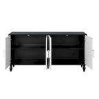 Mobile contenitore/porta TV intagliato bianco e nero, montaggio da 1 persona