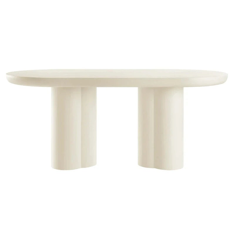 Tavolo da pranzo ovale, bianco/nero, effetto cemento, 6-8 posti