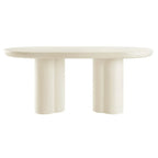 Tavolo da pranzo ovale, bianco/nero, effetto cemento, 6-8 posti