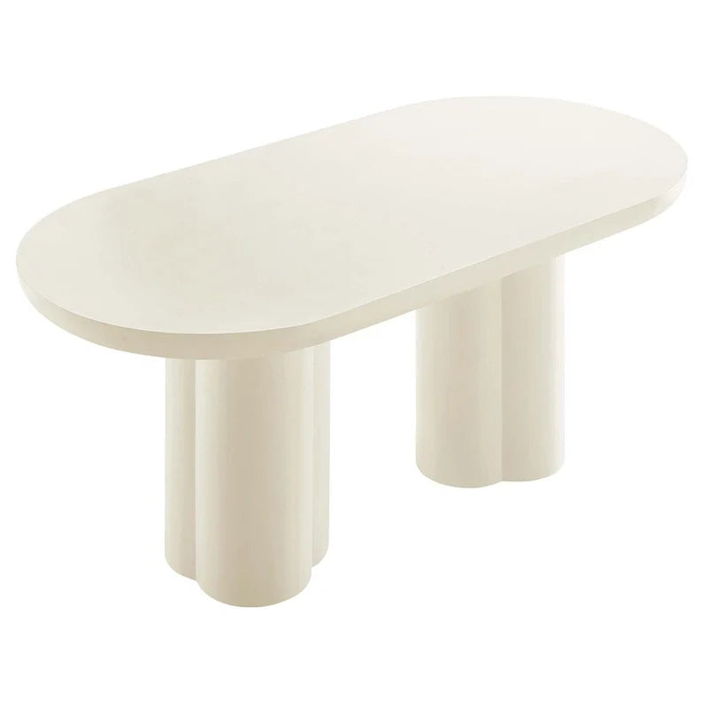 Tavolo da pranzo ovale, bianco/nero, effetto cemento, 6-8 posti