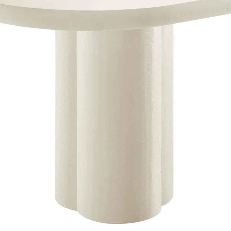 Tavolo da pranzo ovale, bianco/nero, effetto cemento, 6-8 posti