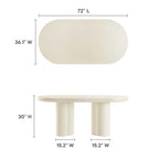 Tavolo da pranzo ovale, bianco/nero, effetto cemento, 6-8 posti
