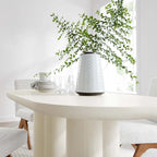 Tavolo da pranzo ovale, bianco/nero, effetto cemento, 6-8 posti