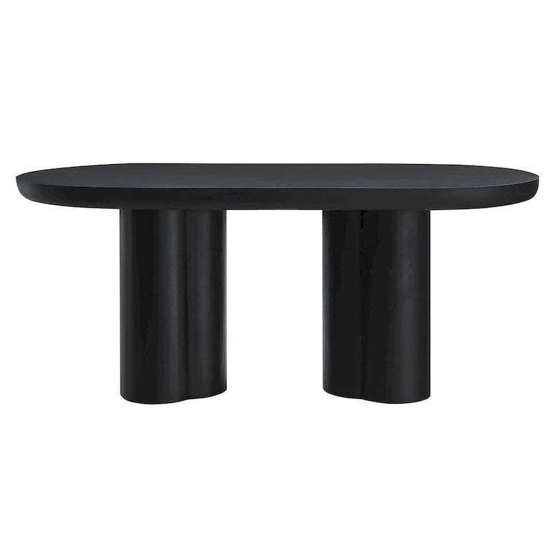 Tavolo da pranzo ovale, bianco/nero, effetto cemento, 6-8 posti