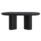 Tavolo da pranzo ovale, bianco/nero, effetto cemento, 6-8 posti