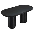 Tavolo da pranzo ovale, bianco/nero, effetto cemento, 6-8 posti