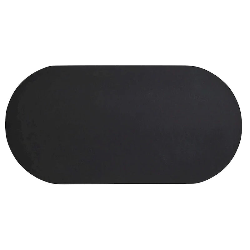Tavolo da pranzo ovale, bianco/nero, effetto cemento, 6-8 posti