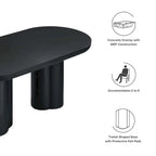 Tavolo da pranzo ovale, bianco/nero, effetto cemento, 6-8 posti