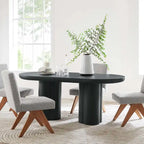 Tavolo da pranzo ovale, bianco/nero, effetto cemento, 6-8 posti