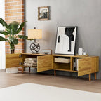 Mobile TV/consolle con 3 ante, quercia marrone, stile Mid-Century, adatto per 1 TV fino a 70"