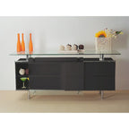 71 Credenza Laccata con Ante Scorrevoli in Vetro Satinato