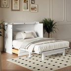 Letto a scomparsa Queen bianco/grigio con armadio e contenitore, 1 persona