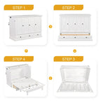 Letto a scomparsa Queen bianco/grigio con armadio e contenitore, 1 persona