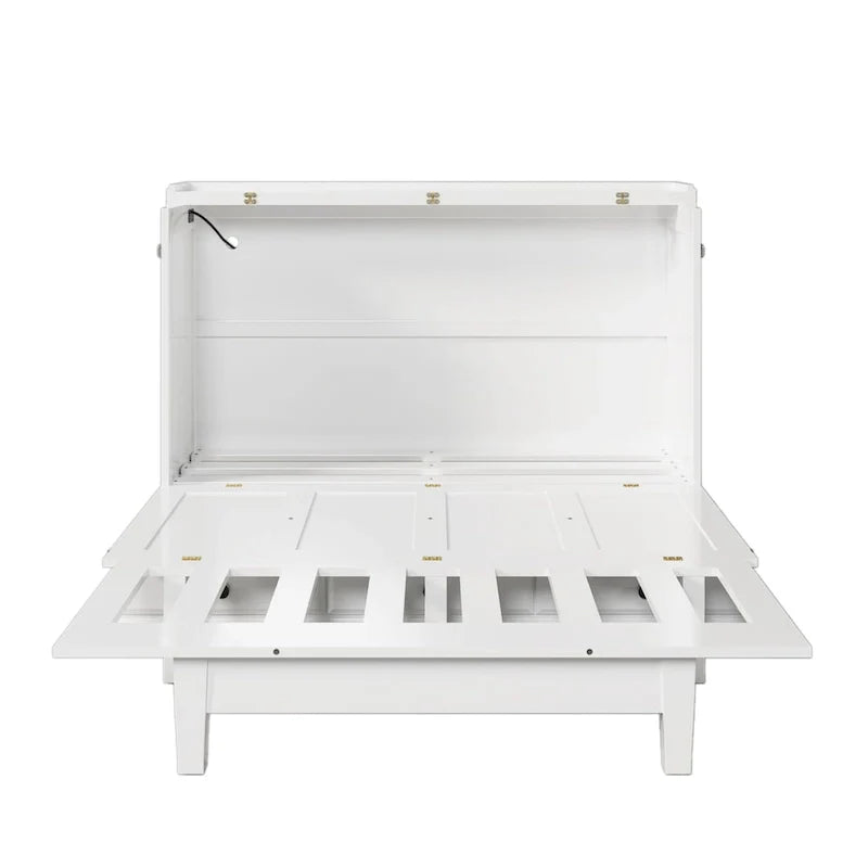 Letto a scomparsa Queen bianco/grigio con armadio e contenitore, 1 persona