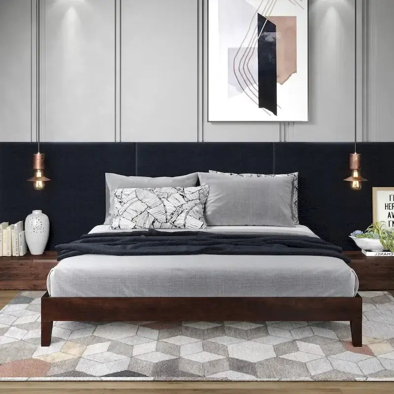 Letto a piattaforma King marrone, pino massello, singolo