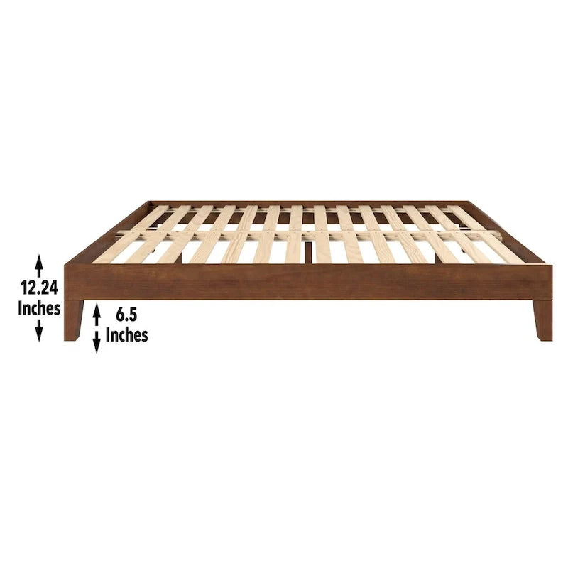 Letto a piattaforma King marrone, pino massello, singolo