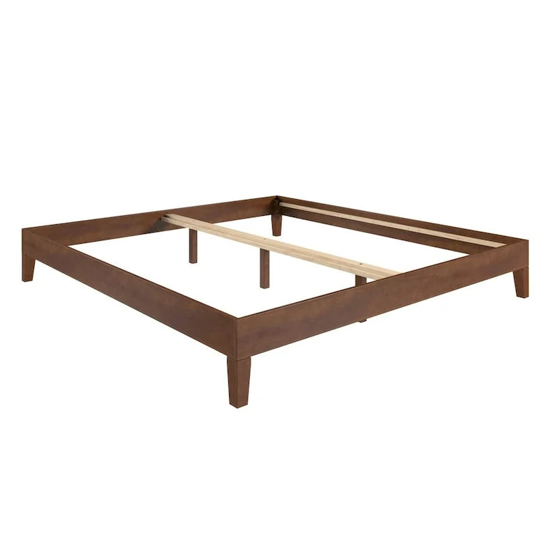 Letto a piattaforma King marrone, pino massello, singolo