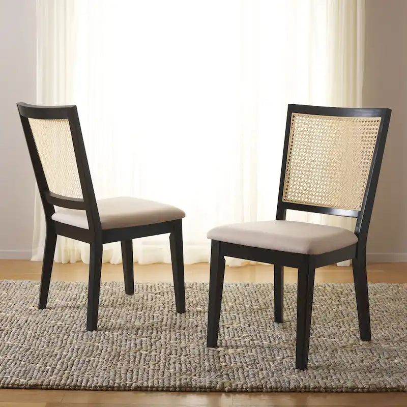 Sedia da pranzo Black Rattan Back, set da 2