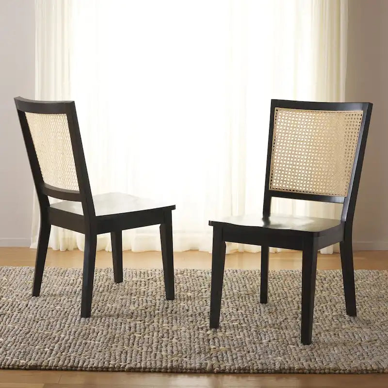 Sedia da pranzo Black Rattan Back, set da 2