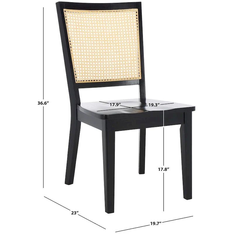 Sedia da pranzo Black Rattan Back, set da 2