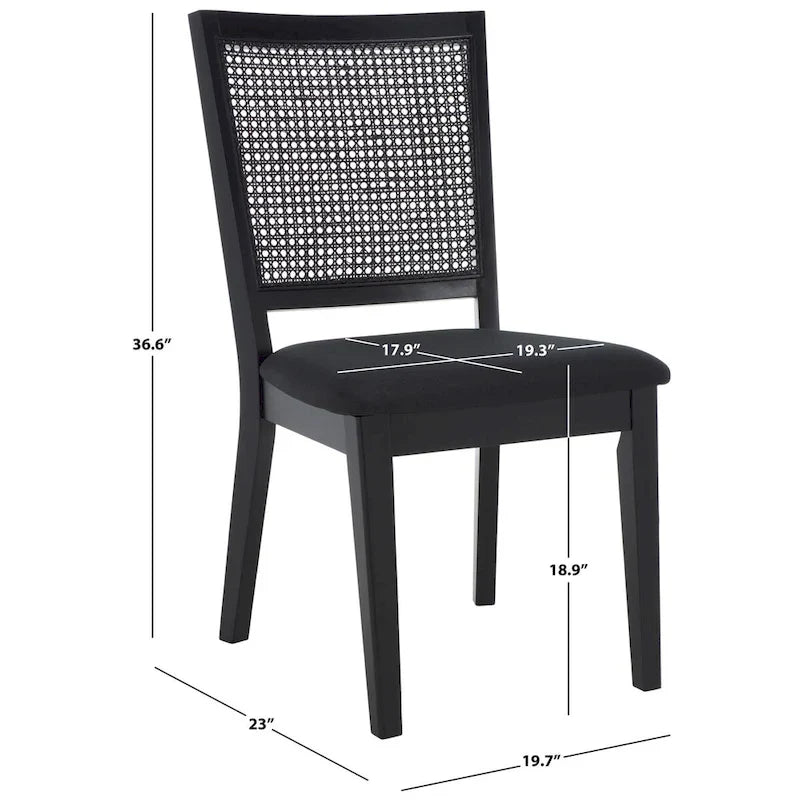 Sedia da pranzo Black Rattan Back, set da 2