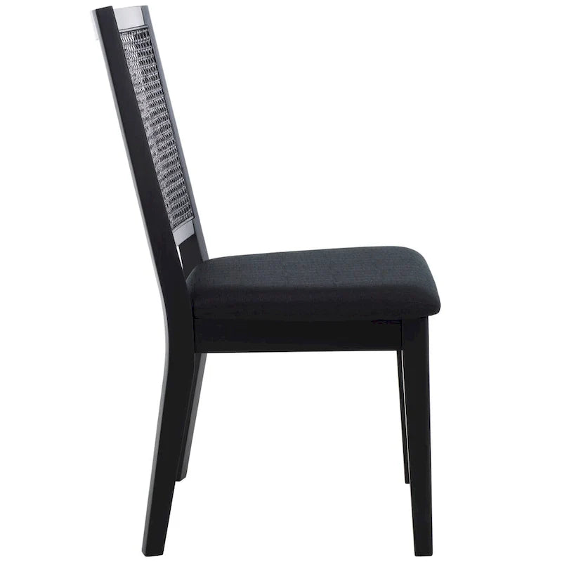 Sedia da pranzo Black Rattan Back, set da 2