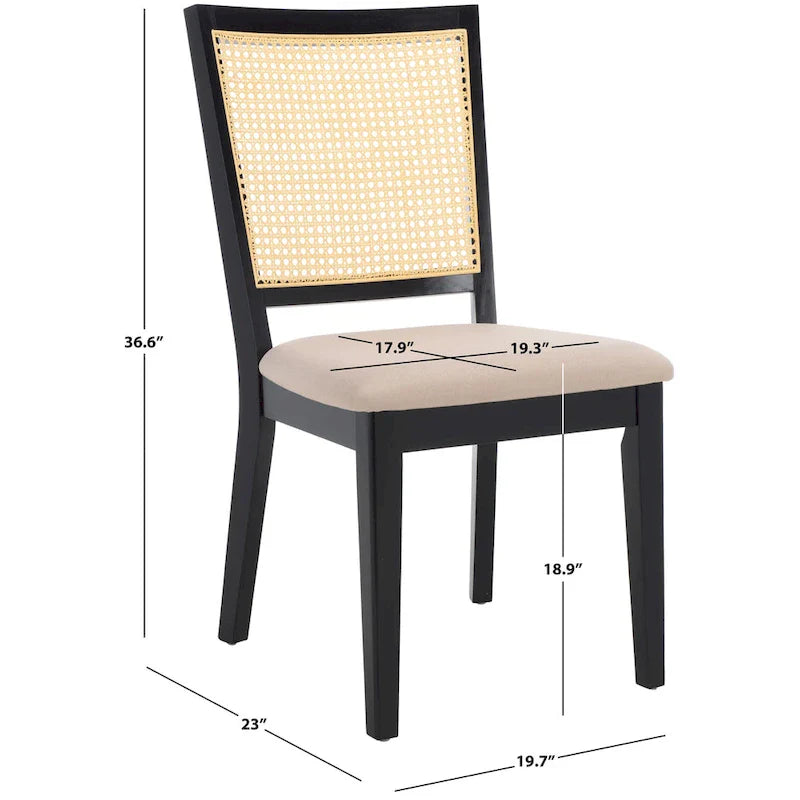 Sedia da pranzo Black Rattan Back, set da 2